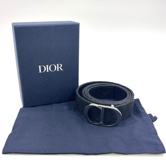 Christian Dior Oblique CD Icon Belt Reversible Leather X Canvas Black Belt - Picture 13 of 13